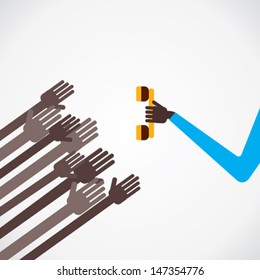 every people try to take the phone receiver vector 