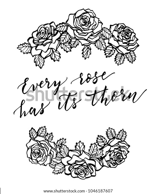 Every Rose Has Thorn Hand Drawn Stock Vector Royalty Free