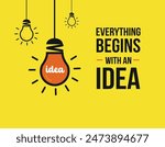 Every thing begins with Idea, Office Quotes Wall Branding, Wall Decal Sticker Vector Design
