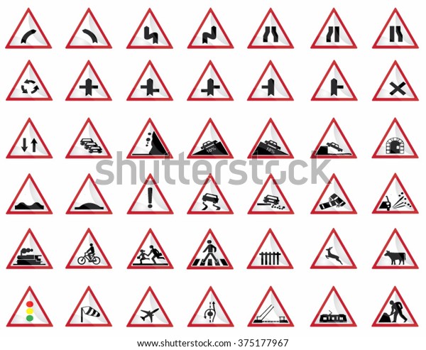 Every Triangular Road Warning Sign All Stock Vector (Royalty Free ...