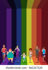 Everybody can run on the rainbow, use for running event, illustration and  avatar vector set