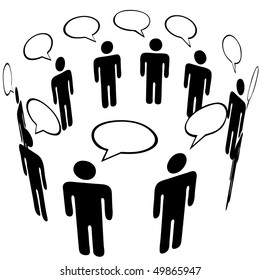 Everybody talks to everyone in a Social Media Network Ring Group speech bubble Talk.