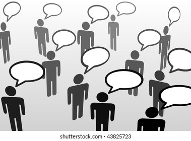 Todo el mundo está hablando con todos en la red social de comunicación de la burbuja del habla.