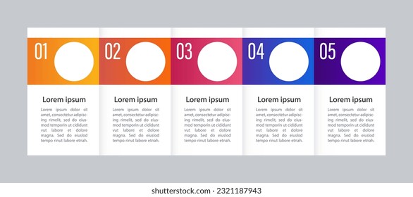 Everyday activities infographic chart design template. Abstract infochart with copy space. 5 steps instructional graphics. Visual data presentation. Acumin, Myriad Variable Concept fonts used