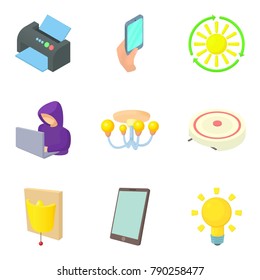 Everyday device icons set. Cartoon set of 9 everyday device vector icons for web isolated on white background