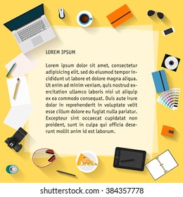 Everyday electronics objects. Most popular things used people in life isolated on stylish bright background for use in design for card, poster, banner cover