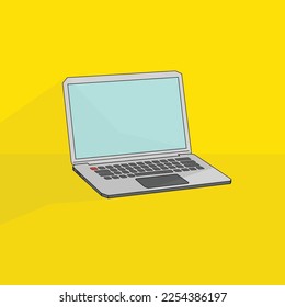 Essentials des täglichen Lebens, moderne Laptop-Vektorgrafik