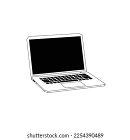 Everyday Essentials, Modern Laptop Vector Illustration in monochrome