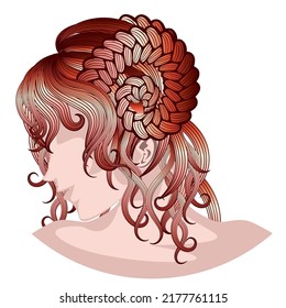 Everyday female hairstyle, braided hair design illustration.