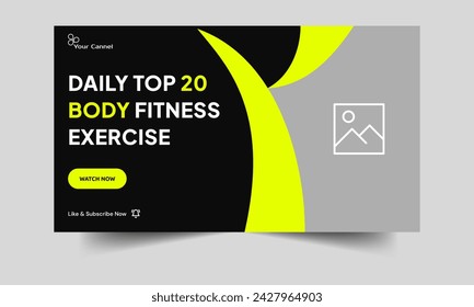 Tägliche Fitness-Tipps und Tricks Video Thumbnail Banner Design, Workout Plan Techniken Video Cover Banner Design, voll editierbarer Vektor eps 10 Dateiformat