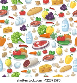 Everyday food products seamless pattern
