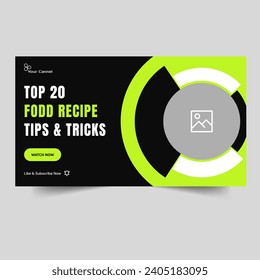 Everyday food recipe tips and tricks vector illustration video thumbnail banner design, food review cover banner design, editable vector eps 10 file format