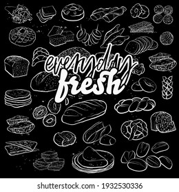 Everyday fresh colored label on black for wall art and shirts prints