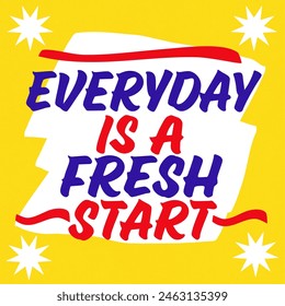 Everyday is a fresh start quote - Hand Lettered vintage grocery store signage style.