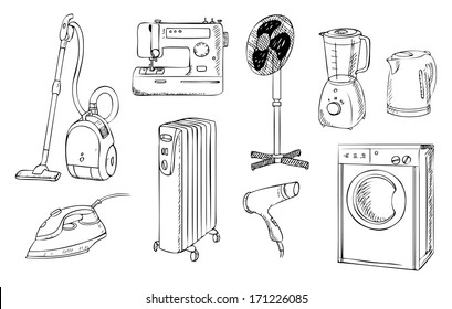 everyday household appliances vector set