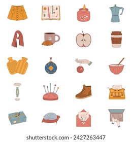 Everyday icon set, Lifestyle icon pack, Self-care icons, Cooking illustrations, Daily routine clip art, Winter, Outfit, Food, Drinks, Hobby icons, Web icons, Blogger, Planner, Everyday activities