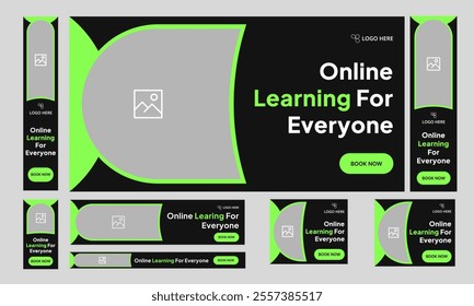 Everyday learning web bundle banner design for social media post, education web set banner design, fully editable vector eps 10 file format