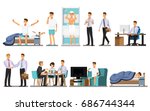 Everyday life ,Man Daily Routine People character  ,Vector illustration 