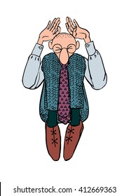 Everyday life of an office worker. Clipping Path. Silhouette Cowering Business Man.