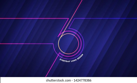 Everyday logo design. Vector illustration of abstract glowing neon colored lines forming number 365 over blue light background