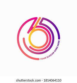 Everyday logo design. Vector illustration of abstract colorful lines forming number 365 isolated on white background