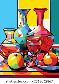 Everyday Marvels: Pop Art Movement Painting of Ordinary Objects in Vector Form, with Solid Colors and Striking Visuals