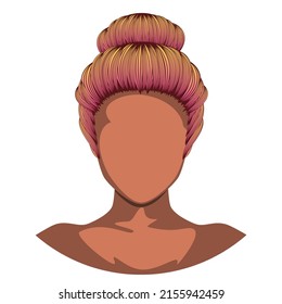 Everyday messy updo, bun female hairstyle illustration.