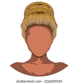 Everyday messy updo, bun female hairstyle illustration.