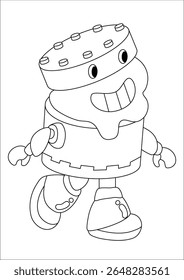 Everyday objects reimagined as quirky robots in black and white line art. A playful blend of machines and imagination, perfect for coloring or sparking creative ideas.