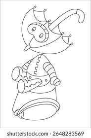 Everyday objects reimagined as quirky robots in black and white line art. A playful blend of machines and imagination, perfect for coloring or sparking creative ideas.