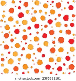 Alltagsmuster; Abstrakter, warmer Hintergrund. Nahtlose Geometrie in Sommerfarbe. Ziergegenstände. Unregelmäßiges, wiederholbares Druckverfahren, geeignet für Gewebe, Textilien, Stoffe. Vektorgrafik von Freehand-Spots.