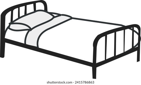 Everyday Relaxation - Simple and Elegant Bed Graphic. Bed icon illustration.