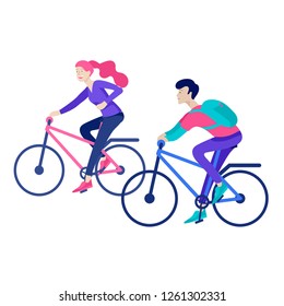 Everyday routine scenes and spend time together of young romantic couple. Pair of boy and girl. Vector people character. Editable outline stroke size. Colorful flat concept illustration.