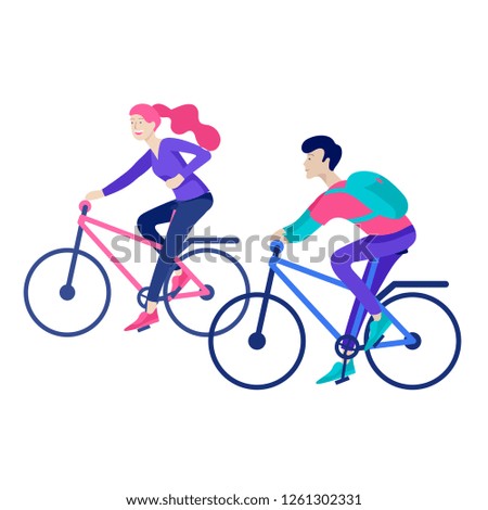 Everyday routine scenes and spend time together of young romantic couple. Pair of boy and girl. Vector people character. Editable outline stroke size. Colorful flat concept illustration.