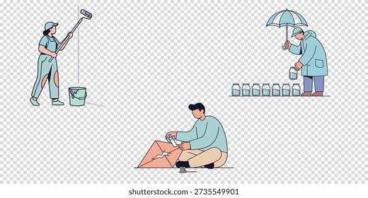 Everyday tasks and activities painting collecting and packaging