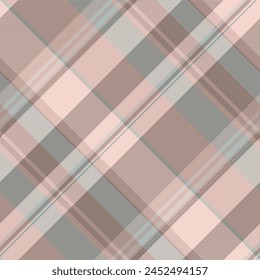 Everyday textile background seamless, delicate texture tartan check. Horizon pattern plaid fabric vector in pastel and light color.