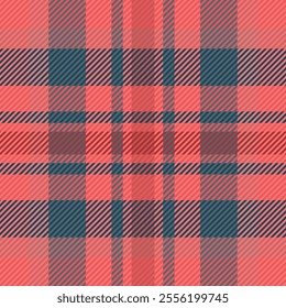 Everyday vector check tartan, gentleman fabric texture textile. Show pattern background plaid seamless in red and cyan colors palette.