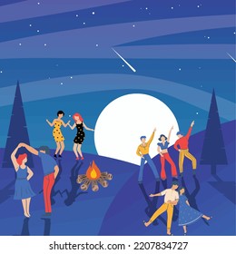 Everyone danced under the moonlight and campfire