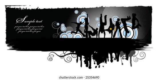 Everyone dancing and having fun. Dancing people. All elements and textures are individual objects. Vector images scale to any size.