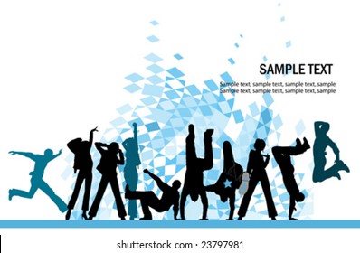 Everyone dancing and having fun. Urban city party. Vector images scale to any size.