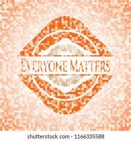 Everyone Matters abstract emblem, orange mosaic background