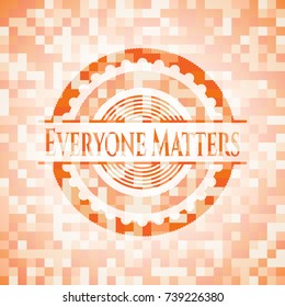 Everyone Matters abstract orange mosaic emblem with background