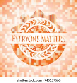 Everyone Matters abstract orange mosaic emblem with background