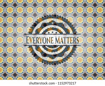 Everyone Matters arabic emblem. Arabesque decoration.