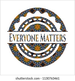 Everyone Matters arabic emblem background. Arabesque decoration.
