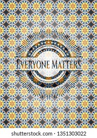 Everyone Matters arabic emblem background. Arabesque decoration.