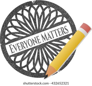 Everyone Matters emblem drawn in pencil