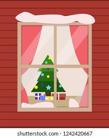 Everyone ready for Christmas. This is a night before the christmas. The presents under the Christmas tree in the room for family.