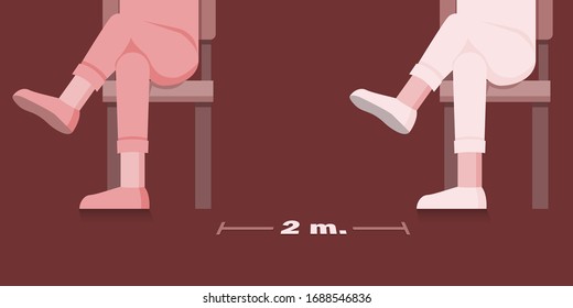 Everyone sat apart because of the fear of getting infected with the Corona virus or Covid-19.  Illustration about coronavirus.
