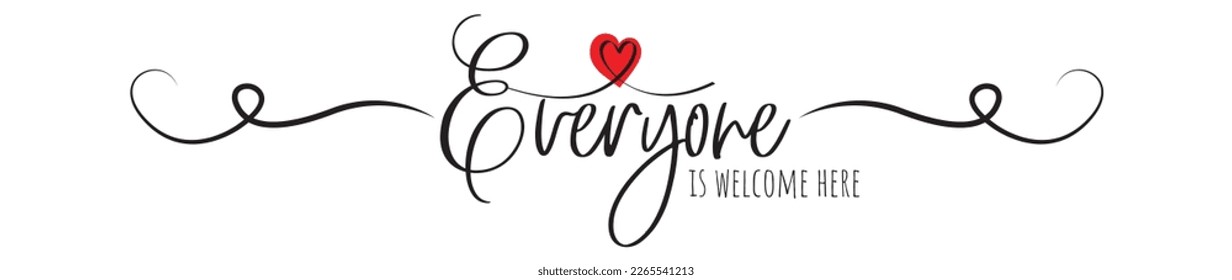 Everyone is welcome here, vector isolated on white background. Wordings, Lettering, vintage home decor